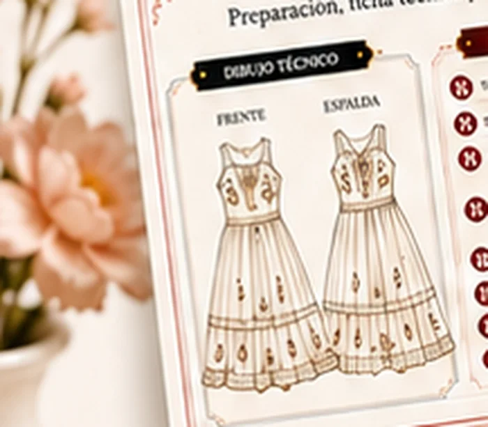 Detalle del diseño técnico de frente y espalda