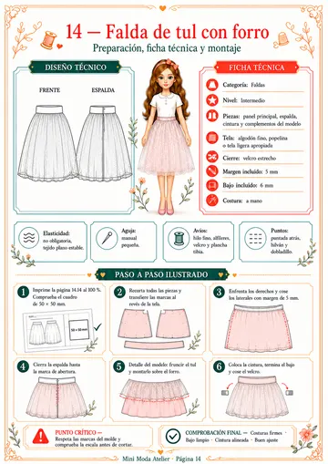 Ficha visual — Falda de tul con forro
