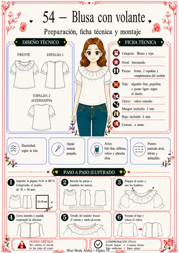 Ficha visual — Blusa con volante