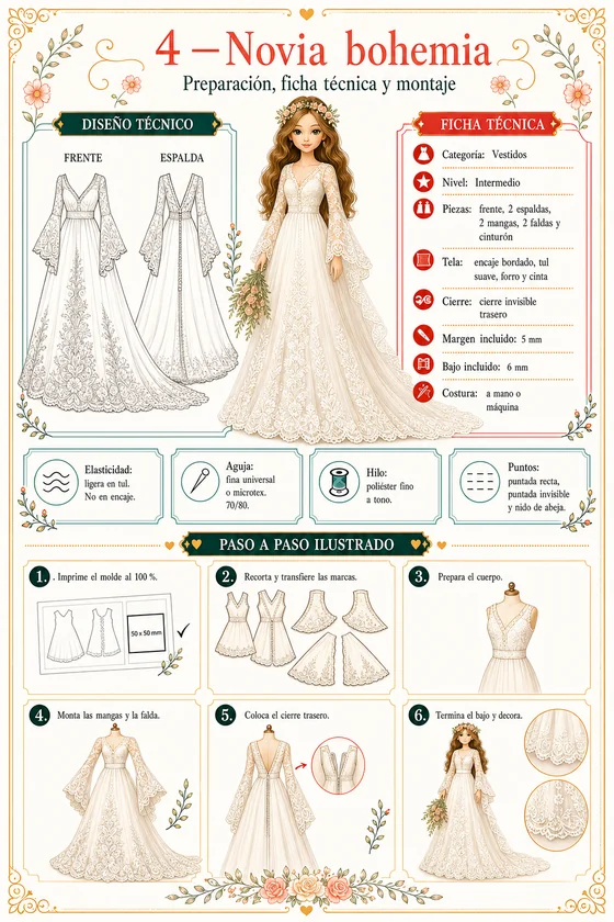 Cómo queda: novia bohemia