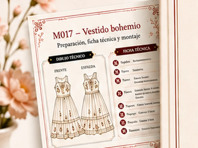Ficha visual del modelo M017 — Vestido bohemio