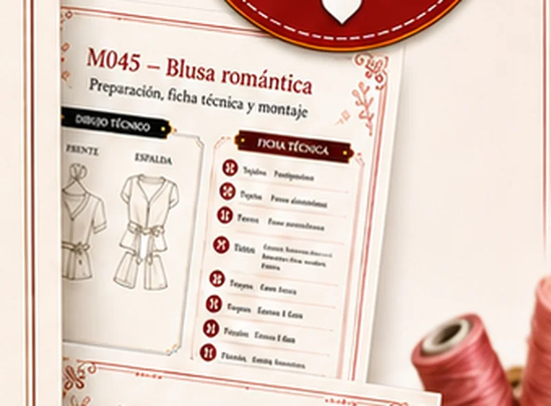 Ficha visual del modelo M045 — Blusa romántica
